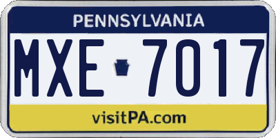 PA license plate MXE7017