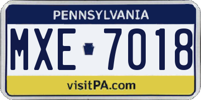 PA license plate MXE7018