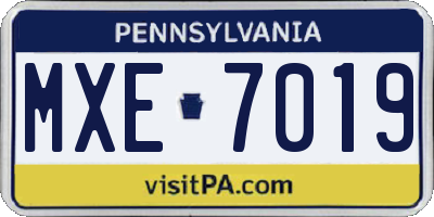 PA license plate MXE7019