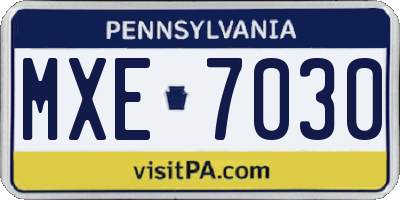 PA license plate MXE7030