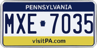PA license plate MXE7035