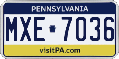 PA license plate MXE7036