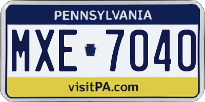 PA license plate MXE7040