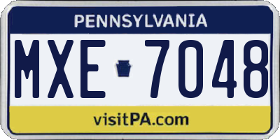 PA license plate MXE7048