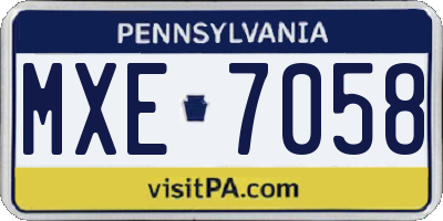 PA license plate MXE7058