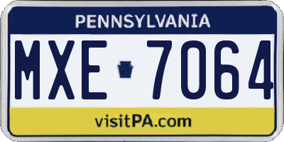 PA license plate MXE7064
