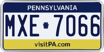 PA license plate MXE7066