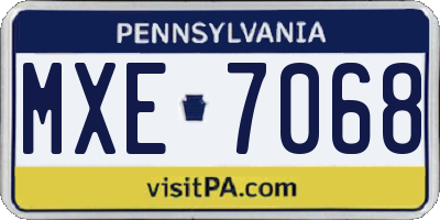 PA license plate MXE7068