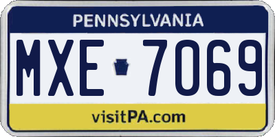 PA license plate MXE7069