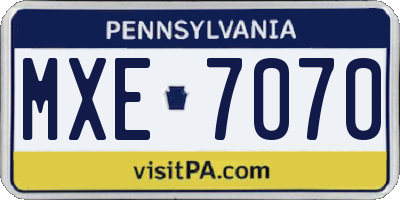 PA license plate MXE7070