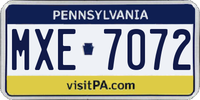 PA license plate MXE7072