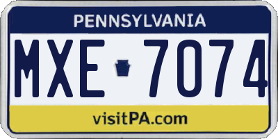 PA license plate MXE7074