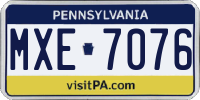 PA license plate MXE7076