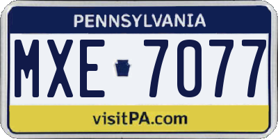 PA license plate MXE7077