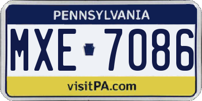 PA license plate MXE7086