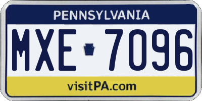 PA license plate MXE7096