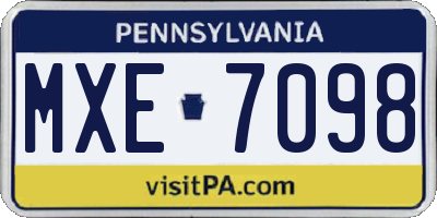 PA license plate MXE7098