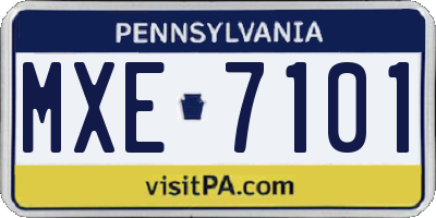 PA license plate MXE7101