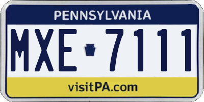 PA license plate MXE7111