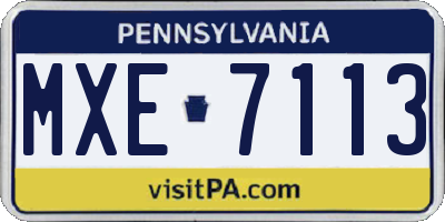 PA license plate MXE7113