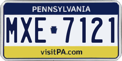 PA license plate MXE7121