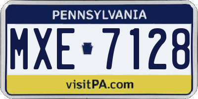 PA license plate MXE7128
