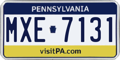 PA license plate MXE7131
