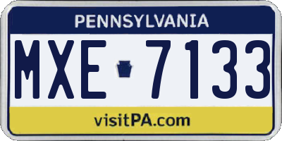 PA license plate MXE7133