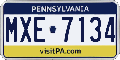 PA license plate MXE7134