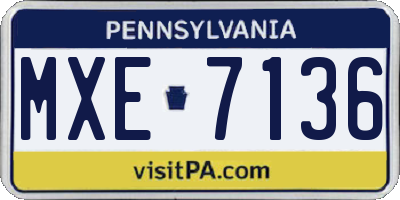 PA license plate MXE7136
