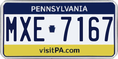PA license plate MXE7167