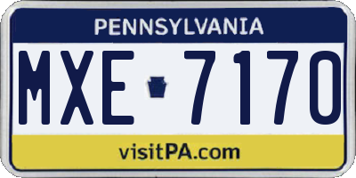 PA license plate MXE7170