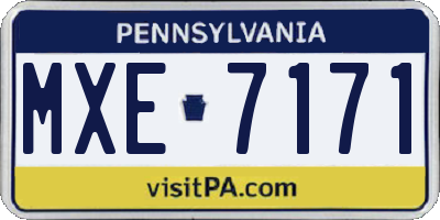 PA license plate MXE7171