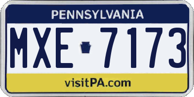 PA license plate MXE7173