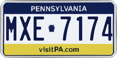 PA license plate MXE7174