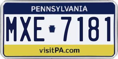 PA license plate MXE7181