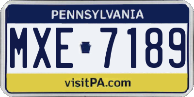 PA license plate MXE7189