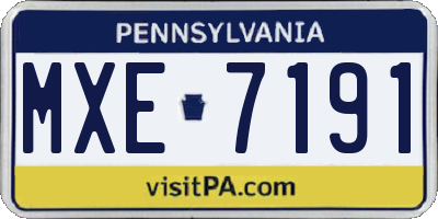 PA license plate MXE7191