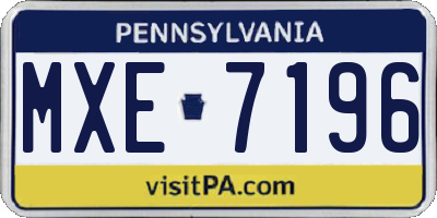 PA license plate MXE7196