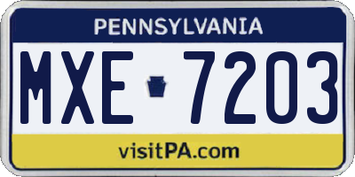 PA license plate MXE7203
