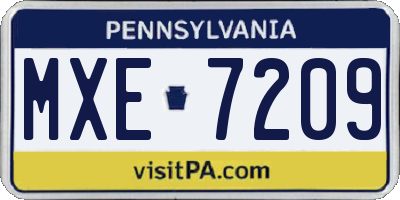 PA license plate MXE7209