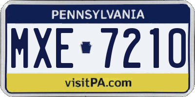 PA license plate MXE7210