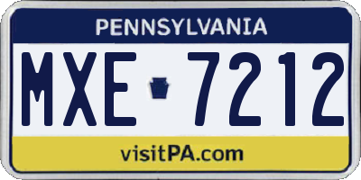 PA license plate MXE7212