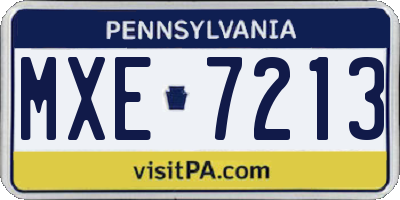 PA license plate MXE7213