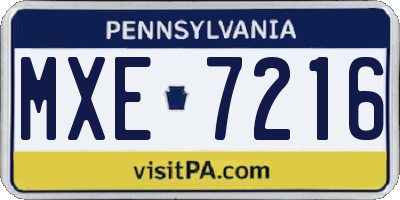 PA license plate MXE7216