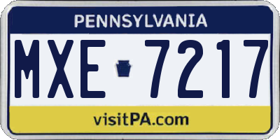 PA license plate MXE7217