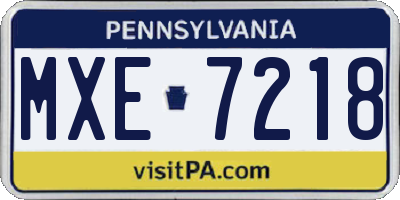 PA license plate MXE7218