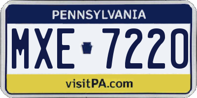 PA license plate MXE7220