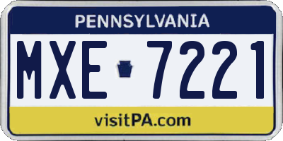 PA license plate MXE7221