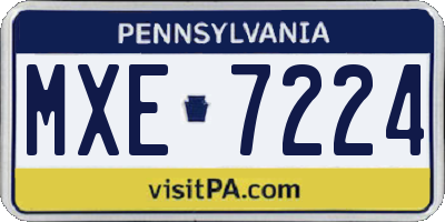 PA license plate MXE7224